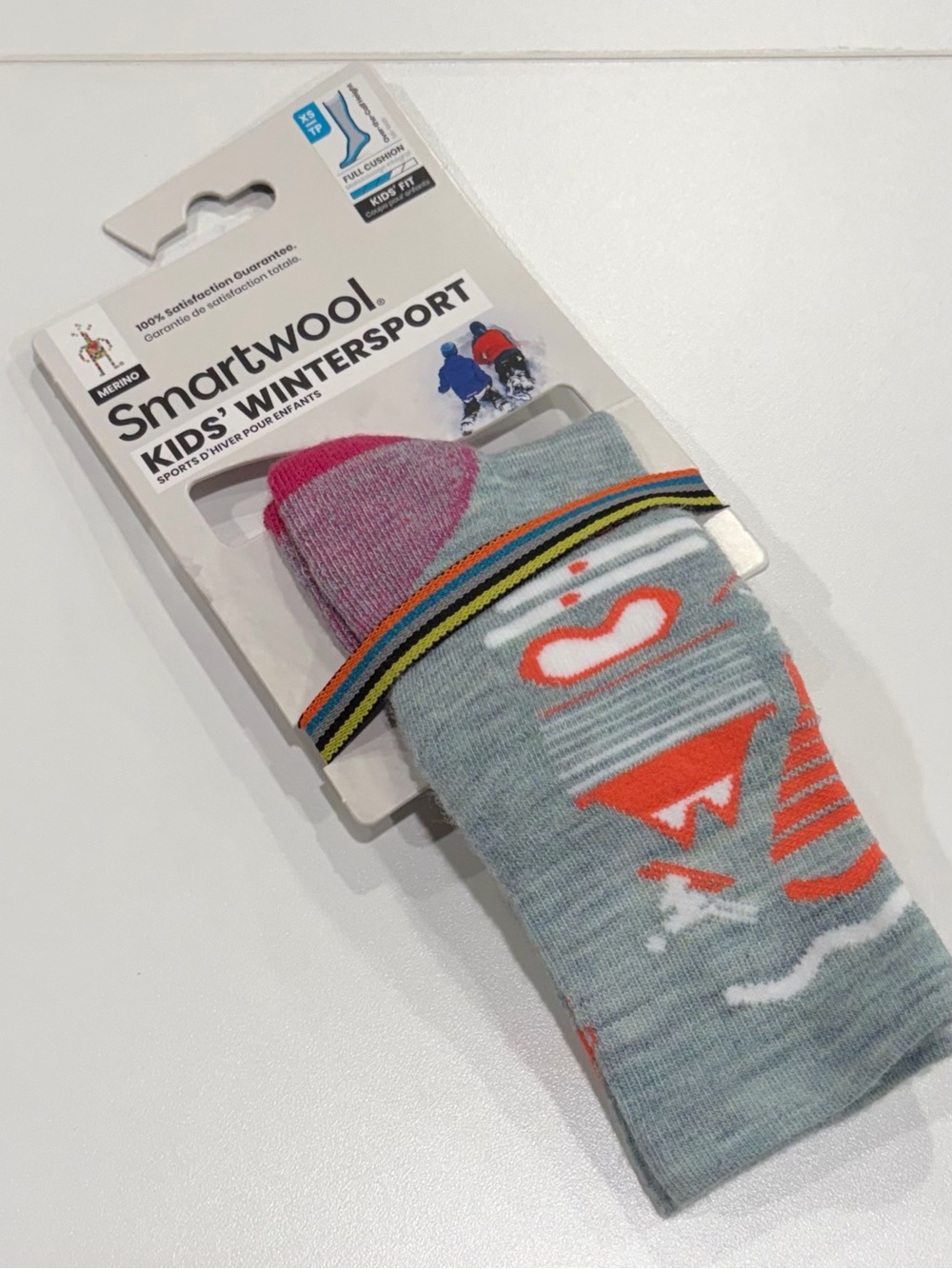 SmartWool Boys Girls Kids XS Wintersport Pattern Ski Socks Grey Pink NWT Snow